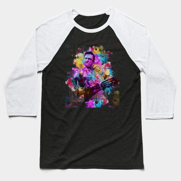 Johnny Cash ~ Watercolor Illustration Baseball T-Shirt by Punyaomyule